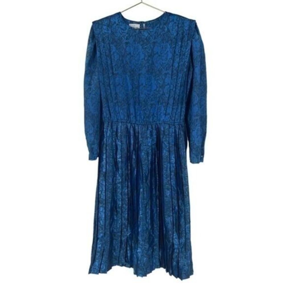 Vintage size 12 70s 80s royal blue Apostrophe dress shoulder pads